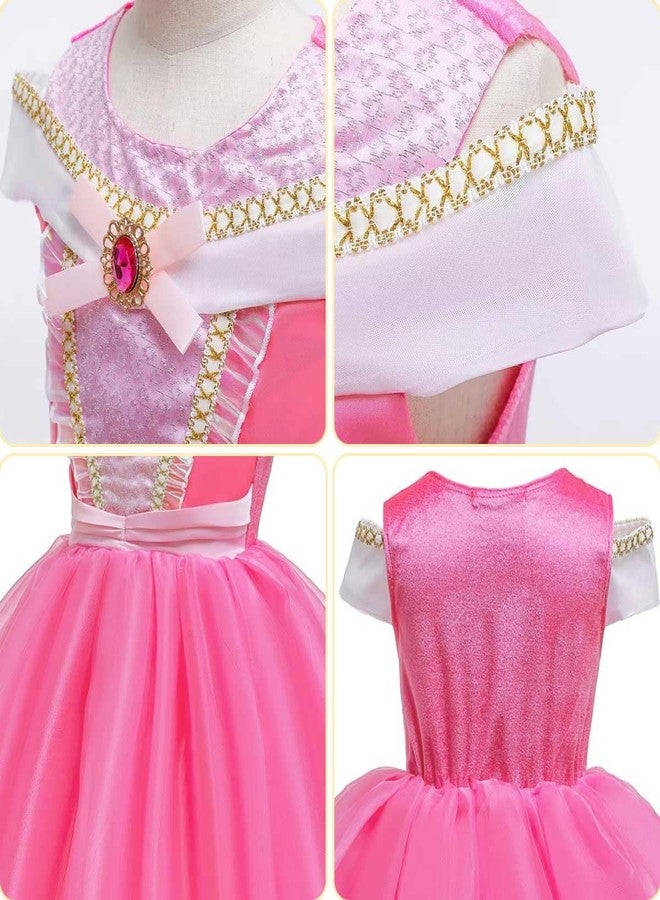 Luzlen Girls Princess Costume Pink Dress Up Outfit for Halloween Cosplay Carnival Party, 3-4 Years(Label 110) - Image 5